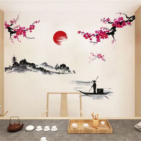 Home Wall Stickers Art Decals Smooth Wedding Decor Plum Flower Removable DESCRIPTION Features: Brand new and high quality. This is easy peel and stick sticker.  Wall decals are in separate pieces so you can arrange them to give the best result in your room. Ideal for dry, clean and smooth surface. Applicable occasions: children's room decoration / wedding decoration / party decoration living room study bedroom, etc. Decorate your home, make it more romantic. Specification: Size: As Picture Show Material: PVC Color: Pink,Black (As Picture Show) Package list: 1 x Wall Sticker Note: Please be sure to verify the size before you order the item. Please refer to the measurement. Tiny measuring error is allowable in normal range. There might be a little color difference due to the monitor, camera Red Cherry Blossom, Plum Flowers, Wall Decor Decals, Japanese Wall, Bilik Tidur, Study Bedroom, Flower Wall Stickers, Style Japonais, Decoration Stickers