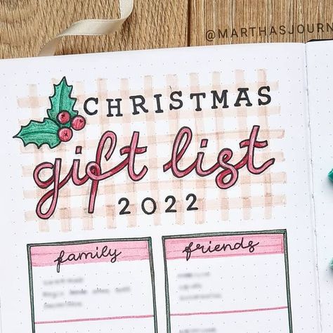 Wishlist Ideas Bullet Journal, Christmas List Bullet Journal, Bucket List Bullet Journal, Ideas Bullet Journal, Bullet Journal Christmas, December Bullet Journal, Wishlist Ideas, Christmas Bucket List, Christmas Bucket