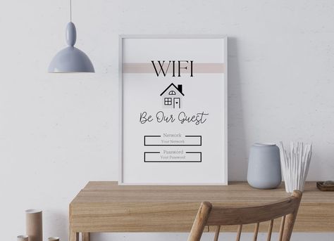 Want a simple yet modern way to display your Wifi information? Our minimalist Wifi Print will do just the trick. Perfect for your home or rental. No Wifi Sign, Cricut Wifi Password Sign, Guest Room Wifi Sign, The Wifi Password Is Sign, Airbnb Wifi Sign, Framed Wifi Password, Wifi Password Sign, Wifi Sign, Wifi Password