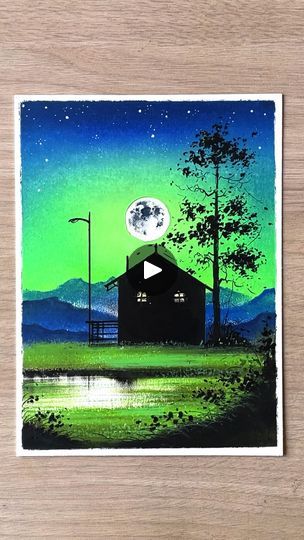 Pastel Scenery Drawing, Night Scenery Drawing, Oil Pastel Scenery, Pastel Scenery, Scenery Drawing, Moonlit Night, Oil Pastel Drawings, Night Scenery, Anime Pictures