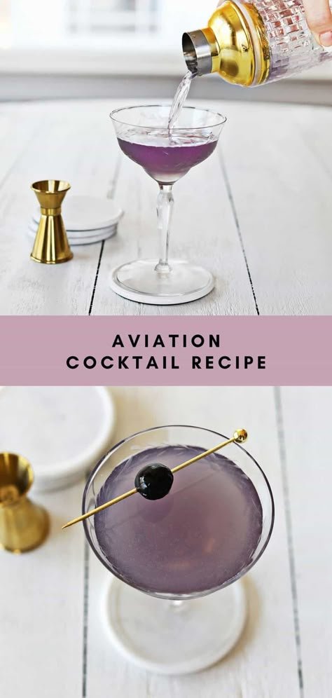 Aviation Cocktail - A Beautiful Mess Aviation Drink, Aviator Cocktail Recipe, Paper Plane Cocktail, Aviation Cocktail, Gin Lemon, Best Gin, Sweet Cocktails, Fancy Cocktails, Nutrition Drinks