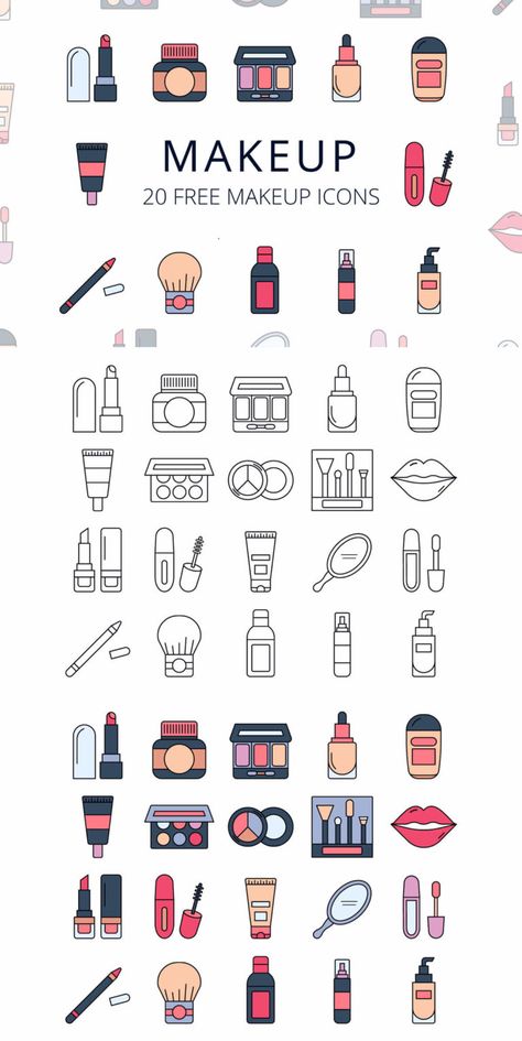 Free Makeup Vector Icon Set Icons Doodle, Free Icon Set, Makeup Icons, Doodle Icon, Mini Drawings, Bullet Journal Doodles, Free Icon, Journal Doodles, Icon Set Vector