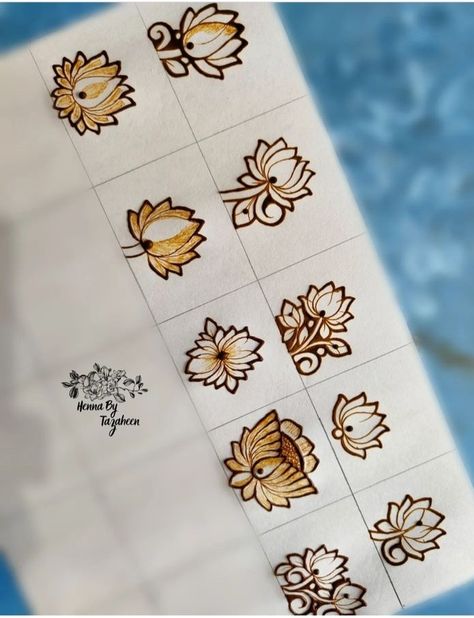 Lotus Mehndi Design Step By Step, Mahendi Class Poster, Louts Flower Mehndi, Basic Mehndi Class Day 1, Louts Design Mehendi, Flowers Mehendi Designs, Lotus Design Mehendi, Mehandi Classes Step By Step, Lotus Mehandi Designs