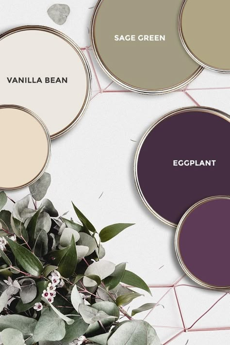 Eggplant Color Palette, Paint Color Schemes, Color Schemes Colour Palettes, Green Sage, Colors For Home, Colors Orange, Bedroom Paint Colors, Bedroom Paint, Paint Colours