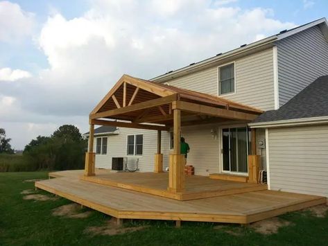 27 Stunning Covered Deck Ideas (Photo Gallery) – Home Awakening Covered Deck Ideas, Rustic Deck, Cheap Pergola, Building A Porch, Patio Pergola, Wooden Gazebo, Pergola Design, Covered Deck, Wooden Pergola