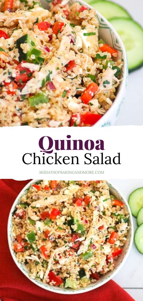 Rotisserie Chicken Quinoa, Quinoa Salad Recipes Cold, Quinoa Chicken Salad, Chicken Quinoa Recipes, Chicken And Quinoa, Greek Quinoa, Quinoa Recipes Easy, Quinoa Recipes Healthy, Quinoa Dishes