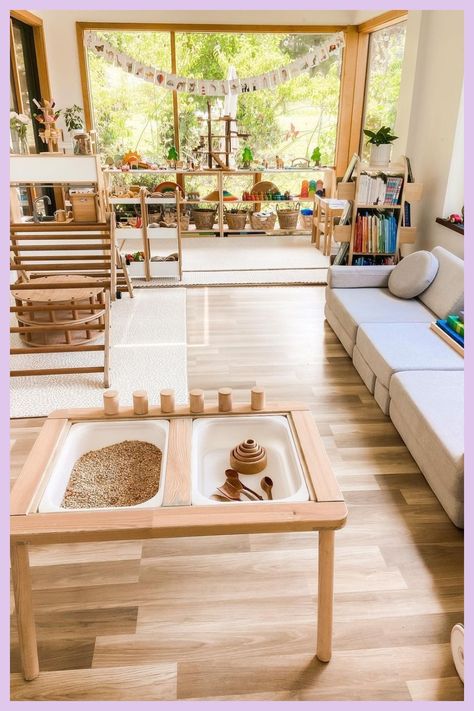 [CommissionsEarned] 87 Most Pinned Cool Playroom Ideas Tricks You'll Be Impressed By This Season #coolplayroomideas Montessori Family Room, Kids Playroom Montessori, Montessori Playroom Modern, Open Ended Playroom, Playroom Conservatory Ideas, Minimalistic Playroom, Open Playroom Ideas, Reggio Playroom, Childminders Playroom