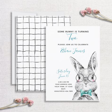 Some Bunny Is Two Birthday, Some Bunny Is Two, Easter Birthday Invitations, 65th Birthday Invitations, Third Birthday Invitations, Two Birthday, Easter Invitations, 2nd Birthday Invitations, Baby Shower Invites