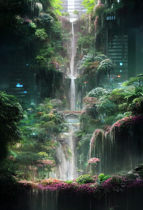 ArtStation - Daytime Oasis Oasis Aesthetic, Oasis Design, Jungle Oasis, Solar Punk, Hidden Oasis, Art Landscapes, Desert Oasis, Fantasy Art Landscapes, Beautiful Paintings