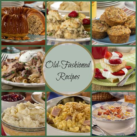 Classic Old-Fashioned Recipes: 42 Old-Fashioned Dinner Recipes, Dessert Recipes, and More | MrFood.com Best Potluck Dishes, 1950s Food, Southern Cooking Recipes, Australia Food, Vintage Dessert, Dinner Party Recipes, Grandmas Recipes, Old Fashioned Recipes, Retro Recipes