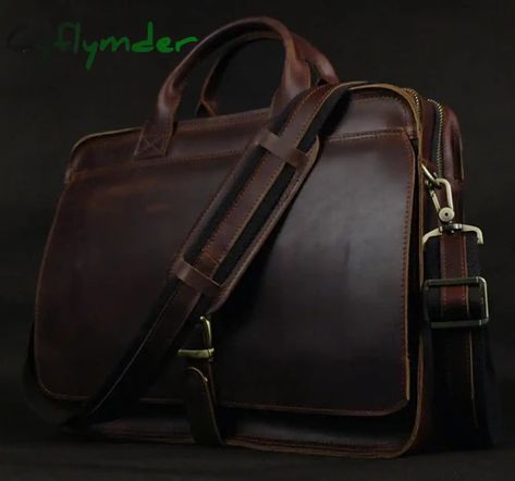 Cyflymder Luxury Genuine Leather Men Briefcase Business Bag Leather portfolio Laptop Bag Shoulder Messenger Bag male Men Briefcase, Laptop Shoulder Bag, Leather Portfolio, Dark Coffee, Office Bag, Briefcase For Men, Business Bag, Shoulder Messenger Bag, Pocket Size