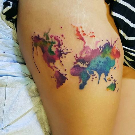 21+ World Map Tattoo Designs, Ideas | Design Trends - Premium PSD ... Tattoo Map, World Map Tattoo, Worldwide Tattoo, Diamond Tattoo Designs, Upper Thigh Tattoos, World Map Tattoos, Tattoos Watercolor, Map Tattoo, Map Watercolor