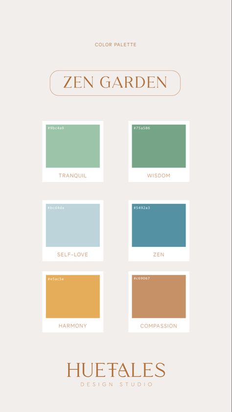 Color palette, inspiration, Colors, calm, color theory, Huetales, zen palette, vintage palette, branding palette, packaging palette, interior design palette, theme Calm Colour Schemes, Muted Green Palette, Calming Color Pallete, Calm Green Color Palette, Zen Garden Color Palette, Zen Room Colors, Color Palette Relaxing, Color Palette Blue Green Yellow, Colour Palette Light Blue