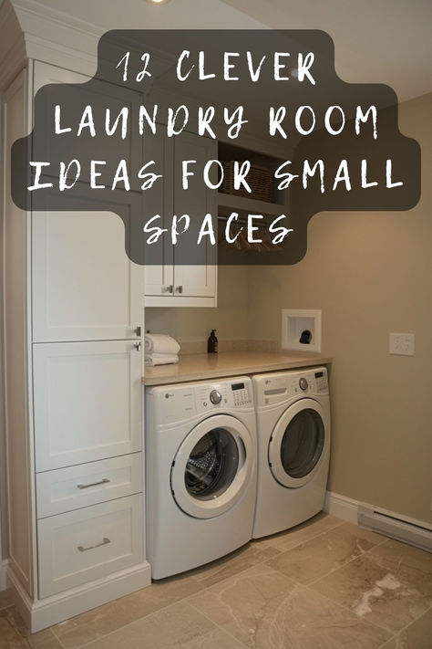 Struggling with a tiny laundry room? Check out these clever ideas to maximize your space and make laundry day a breeze. From smart storage solutions to multifunctional furniture, find out how to turn your small space into a functional and stylish laundry area. Click to discover more! 🧺✨🏠 #LaundryRoom #SmallSpaces #StorageSolutions #HomeOrganization #TinyLiving Small Upstairs Laundry Room, Small Laundry Room With Folding Area, Laundry In Powder Room, Laundry Room No Sink, Laundry Room With No Door, Laundry Room Cabinets Small Space, Laundry Cabinet Ideas Storage, Laundry Room In Bedroom Closet, Laundry Room Addition In Garage