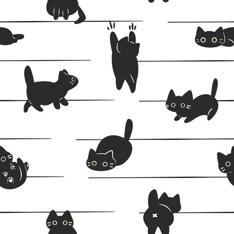 Seamless pattern of black cat | Premium Vector #Freepik #vector #pattern #wallpaper #cat #wrapping-paper Friday Cat, Clothing Repair, Cat Illustrations, Wallpaper Cat, Cat Vector, Repair Clothes, Kids Fabric, Cartoon Background, Cats Illustration