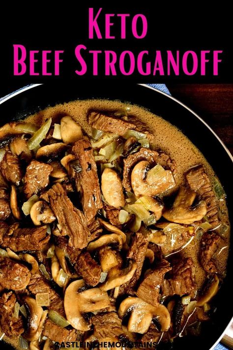 Keto Beef Mushroom Recipes, Keto Ground Beef And Mushroom Recipes, Keto Beef Tips, Keto Ground Beef Stroganoff, Keto Stroganoff, Low Carb Beef Stroganoff, Keto Plate, Brussel Sprout Side Dish, Keto Beef Stroganoff