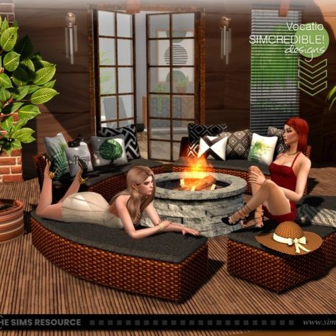 Bringing for your sims this time a patio with rattan seating, brick column and firepit plus several plants, because we never have enough of our green friends. Hope you enjoy ^^ by SIMcredibledesigns.com

available at TheSimsResource. Sims 4 Patio Furniture Cc, Guest Bedroom Bedding, Wall Terrarium, Brick Columns, Patio Couch, Outdoor Seating Set, Outdoor Patio Set, Sims 4 Cc Furniture, Patio Outdoor