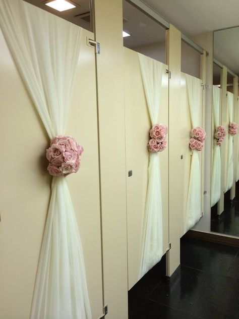 simple decorations for the bathroom stall doors! Wedding Restroom Decor, Bathroom Stall Doors, Wedding Restroom, Stall Doors, Wc Decoration, Stall Decorations, Stall Door, Wedding Bathroom, Simple Decorations