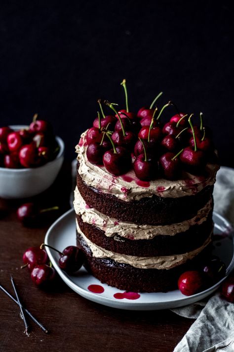 Double Chocolate Black Forest Gateau - Baran Bakery Black Forest Cake Aesthetic, Chocolate Black Forest Cake, Buttermilk Chocolate Cake, Black Forest Cake Recipe, Black Forest Gateau, Swiss Rolls, Hebbar's Kitchen, Cherry Sauce, Black Forest Cake