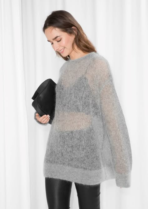 Sweater Inspiration, Sheer Sweater, Mohair Knit, Knitwear Fashion, Mohair Sweater, Light Sweater, Knit Outfit, Fashion Story, Knit Fashion