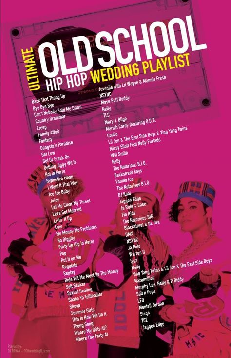 Ultimate Old School Hip Hop Wedding Playlist most requested songs ... Hip Hop Wedding, Hops Wedding, Wedding Songs Reception, Wedding Music Playlist, Wedding Song List, 2000s Music, Old School Hip Hop, 90s Songs, School Songs