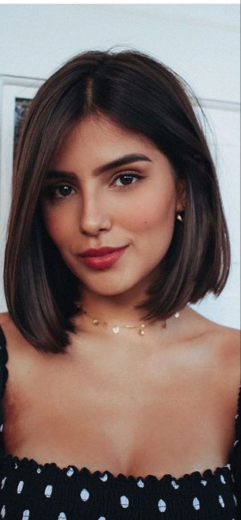 Bob Haircuts For Women Middle Part, Long Bob Above Shoulder, Above The Neck Haircuts, Above Shoulder Bob Straight, Bob For Short Neck, Short Hair For Long Neck, Neck Length Hair Straight, Short Neck Length Haircut, Bob Above The Shoulder