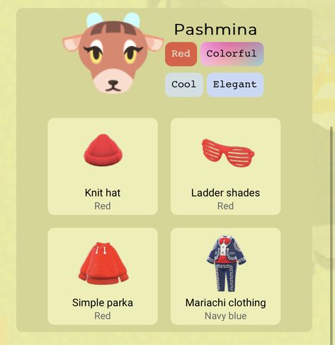 Acnh Hhp Pashmina, Acnh Pashmina Yard Ideas, Pashmina Gift Guide Acnh, Acnh Sherb Gift Guide, Acnh Pashmina, Pashmina Animal Crossing, Acnh Villagers Gift Guide, Diana Gift Guide Acnh, Acnh Tips