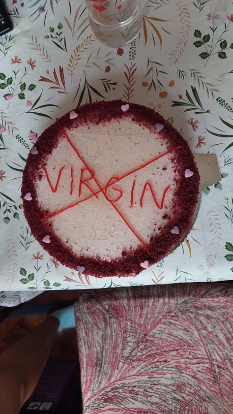 Not virgin cake cute red hearts aesthetic Not A Virgin Anymore Cake, Not Virgin Cake, Virginity Cake, Red Hearts Aesthetic, Hearts Aesthetic, Cake Cute, Girly Style Outfits, Love Someone, Girly Style