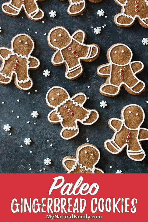 These Paleo gingerbread cookies look just like the real thing and are so fun to make for a special Paleo Christmas treat! Paleo Christmas Treats, Paleo Christmas Recipes, Paleo Christmas Cookies, Paleo Gingerbread Cookies, Paleo Gingerbread, Gingerbread Cookies Recipe, Paleo Christmas, Cookies Gingerbread, Paleo Cookies