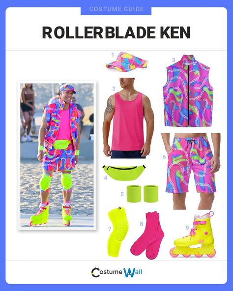 Rollerblade Ken Costume Ken Costume, Costume Wall, Barbie Land, Got Costumes, Costume Guide, Easy Diy Costumes, The Barbie Movie, Surfer Dude, Barbie Costume