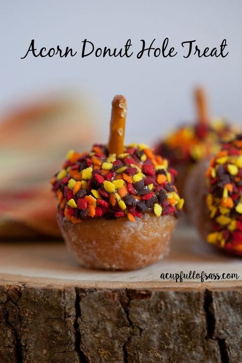 acorn donut hole treat October Ideas, Princess Pinky Girl, Pinky Girl, Diy Easy Recipes, Easy Treat, Fall Snacks, Thanksgiving Treats, Kids Treat, Holiday Goodies