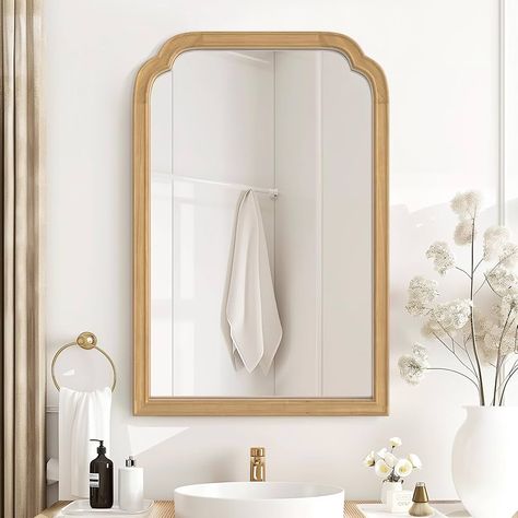 Amazon.com: HOMECOOKIN Wood Bathroom Mirrors for Wall Mounted, 16" x 20" Rustic Wood Frame Wall Mirrors Decorative for Living Room or Bedroom Vanity Mirror (Natural) B : Home & Kitchen Guest Bathroom Mirror, Gold Vanity Mirror, Wood Mirror Bathroom, Farmhouse Mirror, Mirror Crystal, Decorative Styles, Farmhouse Mirrors, Bathroom Mirror Frame, Professional Packaging