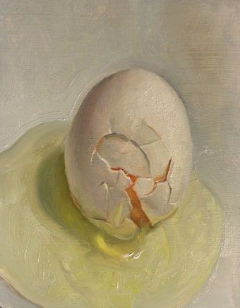 Duane Keiser | Painting of a cracked egg Painting A Day, Animals And Birds, Still Lifes, Food Painting, Fruit Painting, Egg Painting, Egg Art, Daily Painting, Hyperrealism