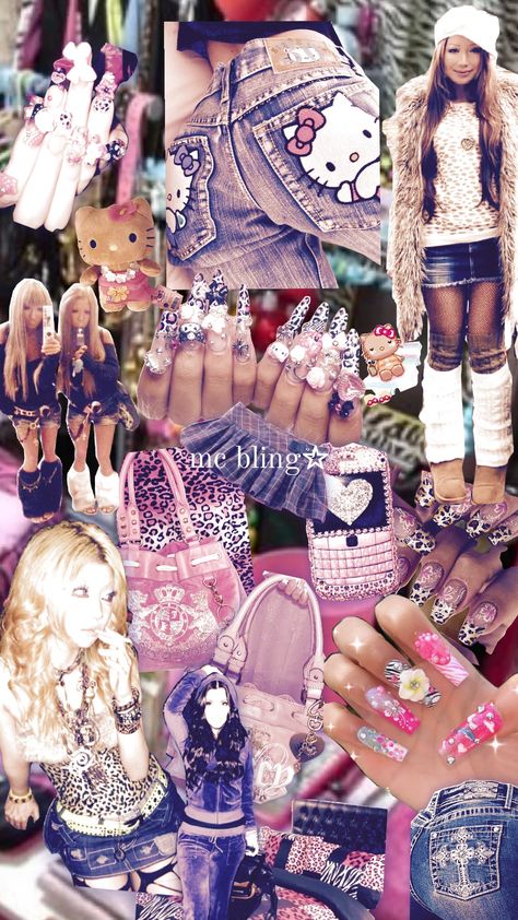 gyaru\ mc bling\y2k ☆ Mc Bling Outfit, Gyaru 2000s, Mc Bling, Y2k Scene, Bling Fashion, Oc Inspo, Aesthetic Things, Art Challenge, Things To Buy