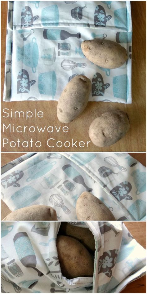 how to sew a microwave potato bag - Such a fun idea for giving out this year for house warming presents.  I love mine and use it all the time. Had to make a second one for myself- the college daughter snatched it from me. Potato Bags, Microwave Potato Bag, Microwave Potato, Potatoes In Microwave, Holiday Hand Towels, Kitchen Sewing, Sew A Bag, Potato Bag, Beginner Sewing Projects Easy