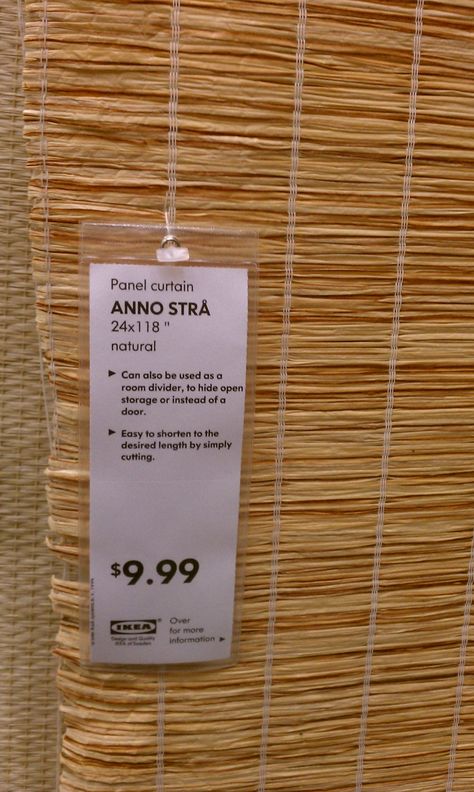 $10 Anno Stra Panel Curtain Ikea Ikea Panel Curtains, Room Divider Ideas Bedroom, Sas Entree, Deco Accessories, Bamboo Curtains, Room Divider Doors, Bamboo Blinds, Closet Layout, Patio Shade