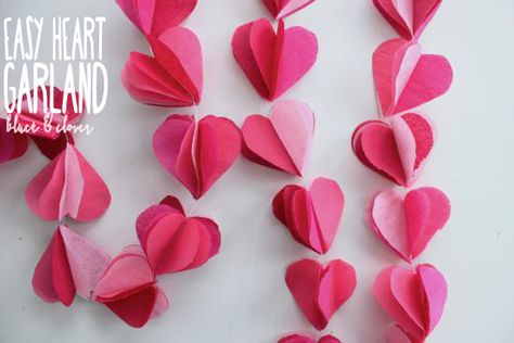 Learn how to make this adorable tissue paper garland for #ValentinesDay. You can do it in less than an hour! Tissue Paper Hearts, Paper Heart Garland, Tissue Paper Garlands, Easy Valentine Crafts, Garland Diy, Valentine's Day Printables, Heart Garland, Crayon Art Melted, Tissue Paper Flowers