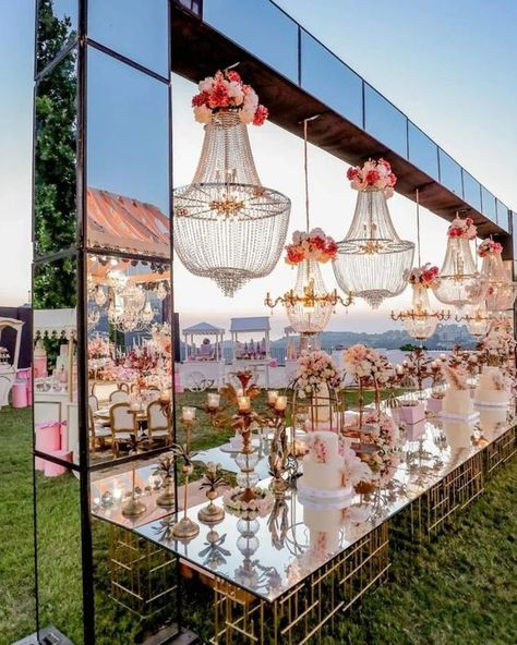 Mirror Wedding Ideas ❤ Mirror decorations are the way to create an amazing decor. There are many mirror wedding ideas how to use this decor in your reception. #wedding #bride #weddingforward #weddingdecor #MirrorWeddingIdeas Mirrored Table Decor, Mirror Decorations, Mirror Seating Chart, Mirror Wedding, White Wedding Decorations, Forest Theme Wedding, Wedding Mirror, Buffet Decor, Phuket Wedding