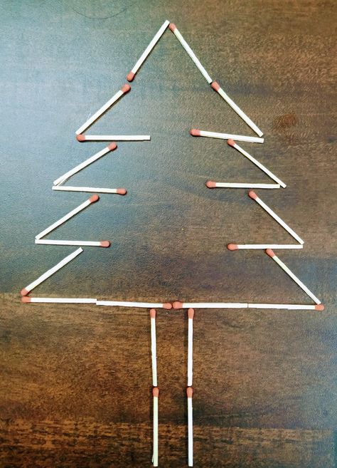 Making 2D design of Christmas tree using matchsticks. Match Stick Art, Crismas Tree, Matchstick Craft, Sticks Crafts, School Kids Crafts, Easy Art For Kids, Drawing Tutorial Face, Brain Gym, Stick Art