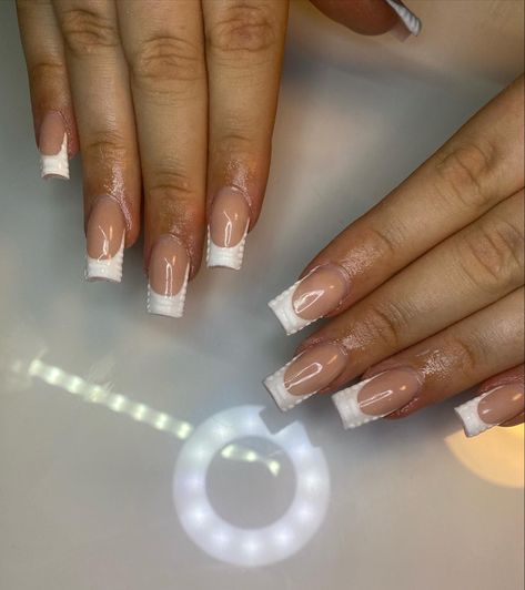 Croc Design Nails, White Croc Nails, Colored French Tips, Nails French Tip, Show White, Long Acrylic, Tip Nails, Design Nails, Nails French