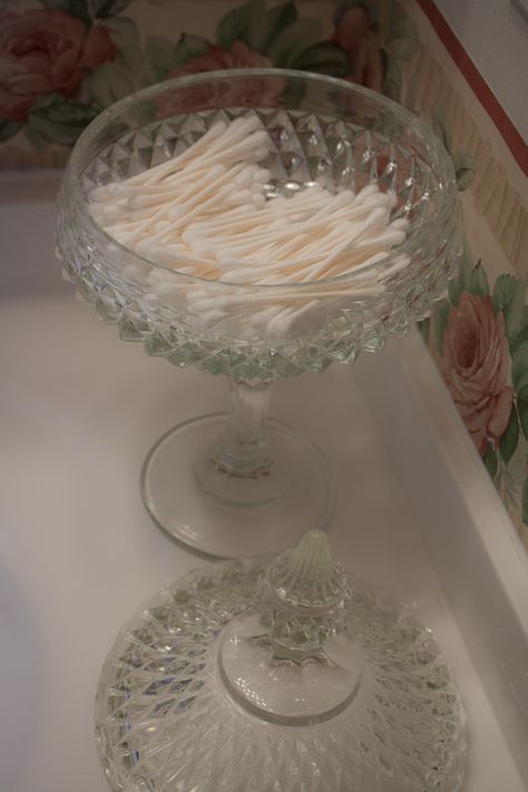 Vintage Candy Dishes Ideas, Candy Dish Ideas For Home, Victorian Bohemian Decor, Reclaimed Decor, Bathroom Redo Ideas, Booth Design Ideas, Crystal Candy Dish, Vintage Candy Dish, Crystal Dishes