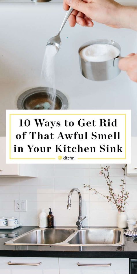 Get Rid of Stinky Kitchen Sink Smells. Does your sink smell like sewer or rotten eggs in your kitchen or bathroom? Here's how to freshen it up and make it smell good without any chemicals! How To Get Rid Of Smelly Sink Drains, How To Get Rid Of Stinky Sink Drains, Kitchen Sink Smells Bad, Sink Smells Bad How To Get Rid, Kitchen Sink Cleaning Hacks, Kitchen Drain Smell, Smelly Sink Drain, Sink Drain Smell, Smelly Sink