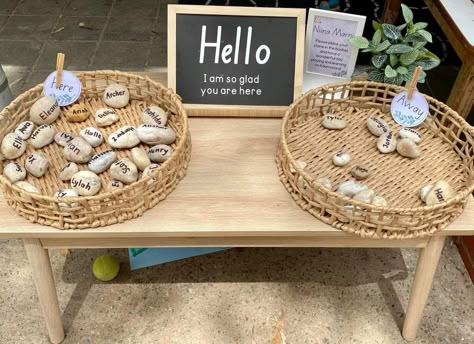 Pre Kindy Room Ideas, Reggio Emilia Writing Center, Reggio Attendance Ideas, Reggio September Ideas, Self Registration Eyfs Ideas Natural, Reggio Sign In Ideas, Nursery Self Registration Ideas, Preschool Reggio Classroom Set Up, Sign In Ideas For Preschool