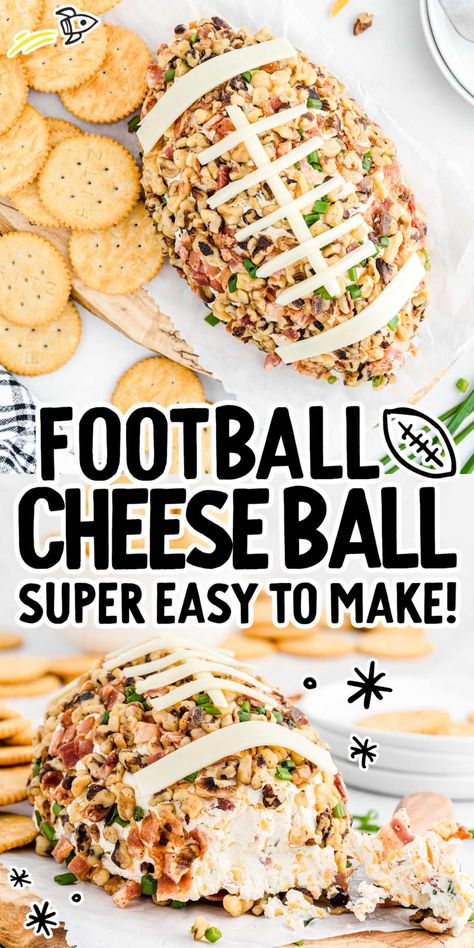 Football Cream Cheese Ball, Football Shaped Dip, Football Shaped Cheeseball, Cream Cheese Football, Football Shaped Appetizers, Football Cheeseball, Football Cheese Ball, Cheese Football, Football Shaped Foods