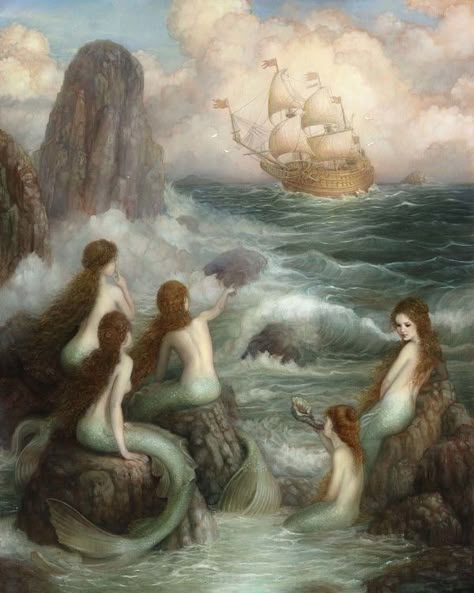 Annie Stegg Gerard Annie Stegg, Five Sisters, Siren Mermaid, Fantasy Magic, Mermaid Aesthetic, Mermaid Dreams, Mermaids And Mermen, Soyut Sanat Tabloları, Vintage Mermaid