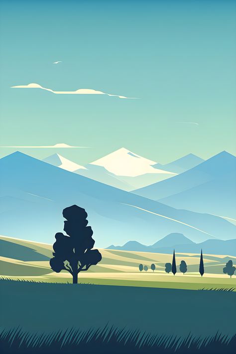 Simple Nature Illustration, Mountain Vector Art, Simple Landscape Illustration, Landscape Illustration Minimalist, Illustration Art Landscape, Prairie Illustration, Minimalist Nature Art, Nature Diary, Germany Landscape