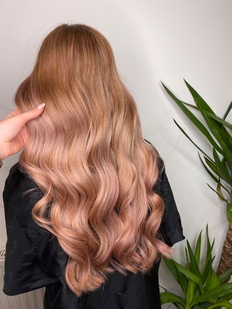 Blonde Hair With Pink Undertones, Balayage Hair Pink, Pink Hair Curly, Long Hair Balayage, Blonde Hair With Pink, Curly Hair Long, Pink Blonde, Hairdresser Salon, Pink Blonde Hair