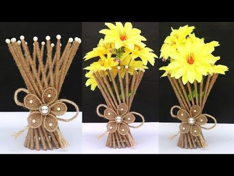 Diy Jute Crafts, Jute Twine Crafts, Jute Flowers, Vase Making, Newspaper Crafts Diy, Twine Crafts, Săpunuri Handmade, Flower Vase Making, Jute Crafts