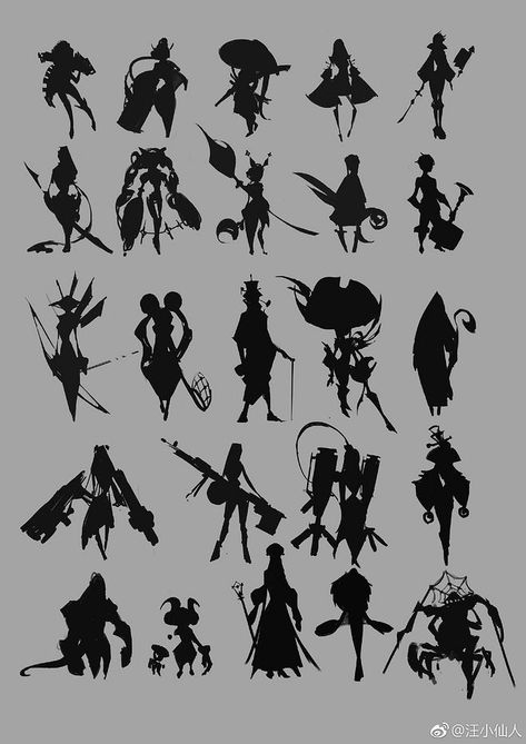 Creature Silhouette Concept, Thumbnail Sketches Character, Character Thumbnails Sketch, Silhouettes Character Design, Thumbnail Character Design, Character Silhouettes Concept, Character Design Thumbnails, Character Silhouette Design, Silhouette Concept Art