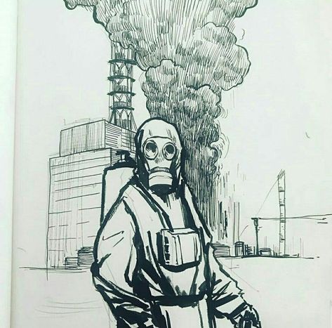 Soldier Drawing, Gas Mask Art, Military Drawings, Dark Art Drawings, Chernobyl, Gas Mask, Military Art, Book Art Drawings, Epic Art